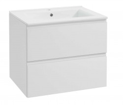 Kielle - Oudee Skříňka včetně umyvadla, 60x55x46 cm, 2 zásuvky, lesklá bílá (50002S60)