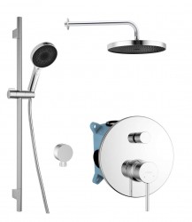 Kielle - Oudee Sprchový set s baterií pod omítku, pro 2 spotřebiče, s příslušenstvím a tělesem, chrom (20602SP10)