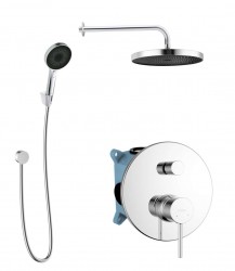 Kielle - Oudee Sprchový set s baterií pod omítku, pro 2 spotřebiče, s příslušenstvím a tělesem, chrom (20602SP20)