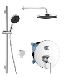 Kielle - Oudee Sprchový set s baterií pod omítku, pro 2 spotřebiče, s příslušenstvím EcoSpare a tělesem, chrom (20602SP10)