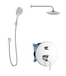 Kielle - Oudee Sprchový set s baterií pod omítku, pro 2 spotřebiče, s příslušenstvím EcoSpare a tělesem, chrom (20602SP100)