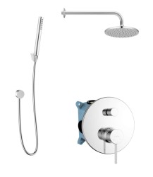 Kielle - Oudee Sprchový set s baterií pod omítku, pro 2 spotřebiče, s příslušenstvím EcoSpare a tělesem, chrom (20602SP80)