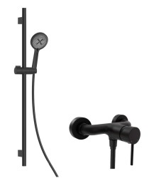 Kielle - Oudee Sprchový set s baterií, tyčí, hadicí a sprchovou hlavicí EcoSpare, matná černá (20602SN14)