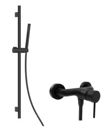 Kielle - Oudee Sprchový set s baterií, tyčí, hadicí a sprchovou hlavicí EcoSpare, matná černá (20602SN24)