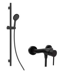 Kielle - Oudee Sprchový set s baterií, tyčí, hadicí a sprchovou hlavicí EcoSpare, matná černá (20602SN34)