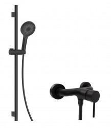 Kielle - Oudee Sprchový set s baterií, tyčí, hadicí a sprchovou hlavicí, matná černá (10202SN14)