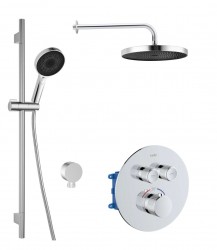 Kielle - Oudee Sprchový set s termostatickou baterií pod omítku, pro 2 spotřebiče, s příslušenstvím a tělesem, chrom (20602SPT10)