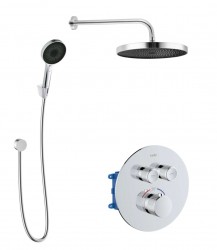 Kielle - Oudee Sprchový set s termostatickou baterií pod omítku, pro 2 spotřebiče, s příslušenstvím a tělesem, chrom (20602SPT20)