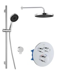 Kielle - Oudee Sprchový set s termostatickou baterií pod omítku, pro 2 spotřebiče, s příslušenstvím EcoSpare a tělesem, chrom (20602SPT10)