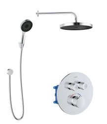 Kielle - Oudee Sprchový set s termostatickou baterií pod omítku, pro 2 spotřebiče, s příslušenstvím EcoSpare a tělesem, chrom (20602SPT20)