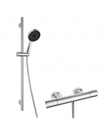 Kielle - Oudee Sprchový set s termostatickou baterií, tyčí, hadicí a sprchovou hlavicí, chrom (20602SNT10)
