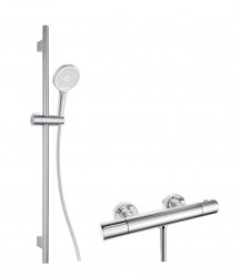 Kielle - Oudee Sprchový set s termostatickou baterií, tyčí, hadicí a sprchovou hlavicí, chrom (20602SNT20)
