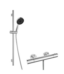 Kielle - Oudee Sprchový set s termostatickou baterií, tyčí, hadicí a sprchovou hlavicí EcoSpare, chrom (20602SNT10)