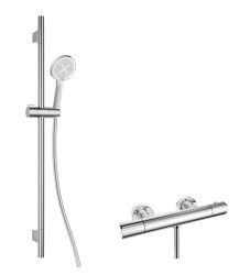 Kielle - Oudee Sprchový set s termostatickou baterií, tyčí, hadicí a sprchovou hlavicí EcoSpare, chrom (20602SNT40)