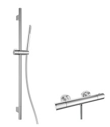 Kielle - Oudee Sprchový set s termostatickou baterií, tyčí, hadicí a sprchovou hlavicí EcoSpare, chrom (20602SNT50)