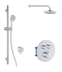 Kielle - Oudee Termostatická baterie pod omítku, pro 2 spotřebiče, s příslušenstvím EcoSpare a tělesem, chrom (20602SPT60)