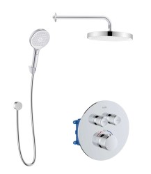 Kielle - Oudee Termostatická baterie pod omítku, pro 2 spotřebiče, s příslušenstvím EcoSpare a tělesem, chrom (20627SPT40)
