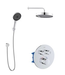 Kielle - Oudee Termostatická baterie pod omítku, pro 2 spotřebiče, s příslušenstvím EcoSpare a tělesem, chrom (20627SPT50)