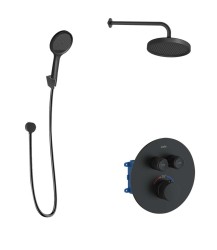 Kielle - Oudee Termostatická baterie pod omítku, pro 2 spotřebiče, s příslušenstvím EcoSpare a tělesem, matná černá (20602SPT94)