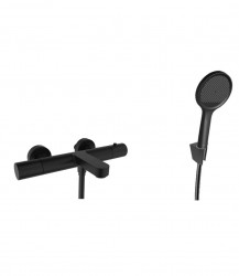 Kielle - Oudee Termostatická vanová baterie s příslušenstvím EcoSpare, matná černá (10302SNT104)