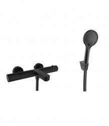 Kielle - Oudee Termostatická vanová baterie s příslušenstvím EcoSpare, matná černá (10302SNT114)