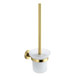 Kielle - Oudee WC štětka nástěnná s držákem, matné sklo/brushed gold (40502036)