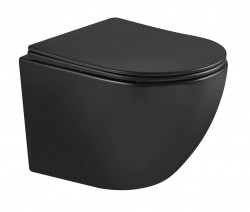 Kielle - Oudee Závěsné WC se sedátkem Softclose, Vortex Rimless+, matná černá (30102014-SET1)
