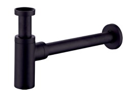 Kielle - Umyvadlový sifon, průměr 32 mm, kulatý, kov, matná černá (30901044)