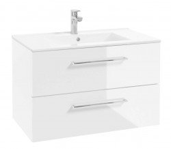 Kielle - Vega Skříňka včetně umyvadla,80x50x46 cm, 2 zásuvky, lesklá bílá (50018S80)