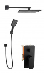 Kielle - Vega Sprchový set s baterií pod omítku, pro 2 spotřebiče, s příslušenstvím a tělesem, matná černá (20618SP34)