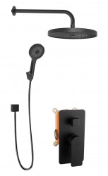 Kielle - Vega Sprchový set s baterií pod omítku, pro 2 spotřebiče, s příslušenstvím a tělesem, matná černá (20618SP44)