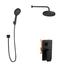 Kielle - Vega Sprchový set s baterií pod omítku, pro 2 spotřebiče, s příslušenstvím EcoSpare a tělesem, matná černá (20618SP114)