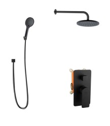Kielle - Vega Sprchový set s baterií pod omítku, pro 2 spotřebiče, s příslušenstvím EcoSpare a tělesem, matná černá (20618SP124)