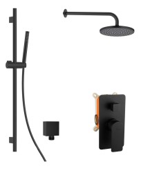 Kielle - Vega Sprchový set s baterií pod omítku, pro 2 spotřebiče, s příslušenstvím EcoSpare a tělesem, matná černá (20618SP64)