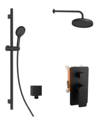 Kielle - Vega Sprchový set s baterií pod omítku, pro 2 spotřebiče, s příslušenstvím EcoSpare a tělesem, matná černá (20618SP74)