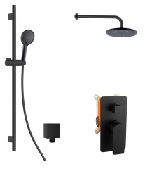 Kielle - Vega Sprchový set s baterií pod omítku, pro 2 spotřebiče, s příslušenstvím EcoSpare a tělesem, matná černá (20618SP84)