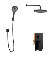 Kielle - Vega Sprchový set s baterií pod omítku, pro 2 spotřebiče, s příslušenstvím EcoSpare a tělesem, matná černá (20618SP94)