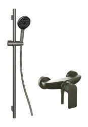 Kielle - Vega Sprchový set s baterií, tyčí, hadicí a sprchovou hlavicí EcoSpare, gun metal (20618SP13)
