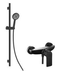 Kielle - Vega Sprchový set s baterií, tyčí, hadicí a sprchovou hlavicí EcoSpare, matná černá (20618SN24)