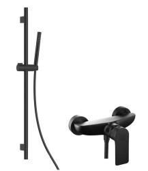 Kielle - Vega Sprchový set s baterií, tyčí, hadicí a sprchovou hlavicí EcoSpare, matná černá (20618SN34)