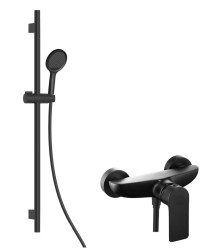 Kielle - Vega Sprchový set s baterií, tyčí, hadicí a sprchovou hlavicí EcoSpare, matná černá (20618SN44)