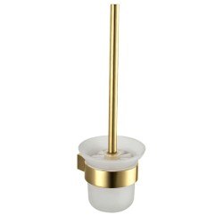 Kielle - Vega WC štětka nástěnná s držákem, matné sklo/brushed gold (40518026)