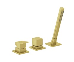 KLUDI - Decus Baterie na okraj vany, 3-otvorová instalace, kartáčované zlato (54447N075)