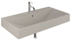 KLUDI - Resa Umyvadlo 101x51 cm, s přepadem, s otvorem pro baterii, matná písečně šedá (59WW101O2)