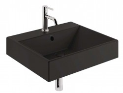 KLUDI - Resa Umyvadlo 61x51 cm, s přepadem, s otvorem pro baterii, matná černá (59WW6139)