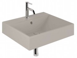 KLUDI - Resa Umyvadlo 61x51 cm, s přepadem, s otvorem pro baterii, matná pískově šedá (59WW61O2)