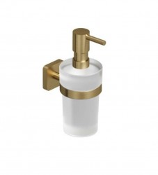 KLUDI - Vela S Dávkovač mýdla s držákem, sklo/kartáčované zlato (25976N0)