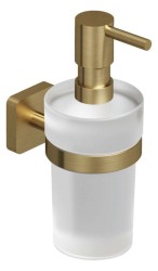 KLUDI - Vela S Dávkovač mýdla s držákem, sklo/kartáčované zlato (25976N0)