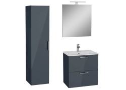 Koupelnová sestava s umyvadlem 60 cm včetně umyvadlové baterie, vtoku a sifonu VitrA Mia antracit KSETMIA60A (KSETMIA60A)