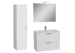 Koupelnová sestava s umyvadlem 80 cm včetně umyvadlové baterie, vtoku a sifonu VitrA Mia bílá KSETMIA80B (KSETMIA80B)